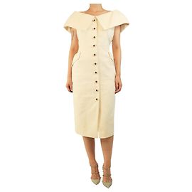 Autre Marque Vestido de tweed creme com ombros de fora - tamanho UK 14