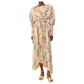 Isabel Marant Vestido midi creme com estampa de rabiscos - tamanho UK 6