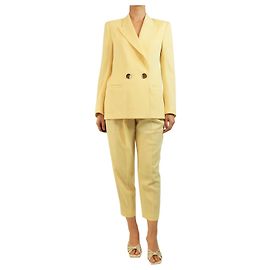 Petar Petrov Conjunto de fato de lã de duas peças amarelo - tamanho UK 8