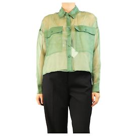 Weekend Max Mara Camicia di seta verde trasparente - taglia UK 10