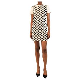 Tory Burch Vestido camiseta blanco de manga corta bordado - talla XS