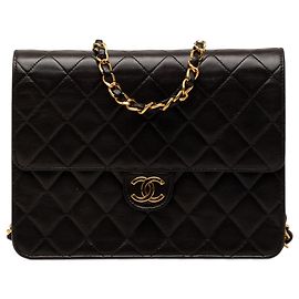 Chanel Black Small CC Quilted Lambskin Single Flap