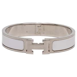Bracciale Hermès Clic H in smalto bianco stretto GM