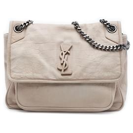 Saint Laurent Niki in nubuck marrone con stampa coccodrillo misura Medium