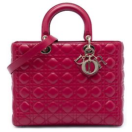 Lady Dior aus Lammleder Cannage in Rosa, Größe Large