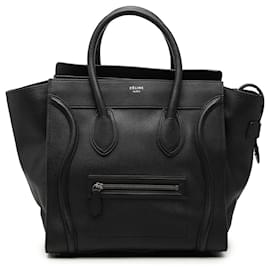 Céline Borsa Tote Luggage in pelle di vitello granulata nera Celine