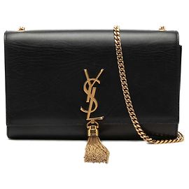 Borsa a tracolla Kate Tassel in pelle di vitello liscia nera Medium di Saint Laurent