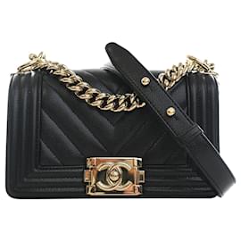 Chanel Black Small Chevron Caviar Boy Flap