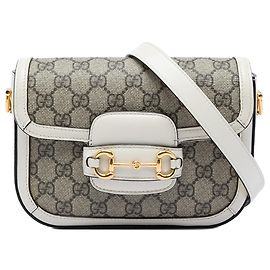 Gucci Beige Small GG Supreme Web Horsebit 1955 Crossbody
