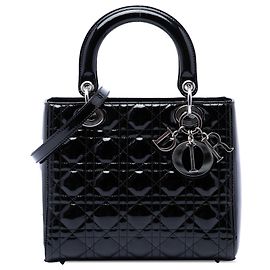Dior Black Medium Patent Cannage Lady Dior