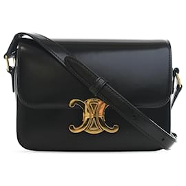 Céline Celine Black Teen Shiny Calfskin Triomphe Crossbody