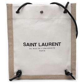 Borsa a tracolla convertibile Saint Laurent Universite in tela marrone
