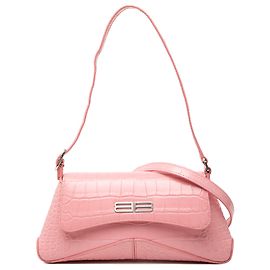 Balenciaga XX Flap in pelle rosa con stampa coccodrillo piccola