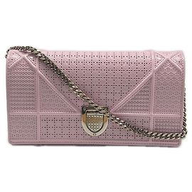Portafoglio con catena Diorama in pelle Christian Dior Rosa