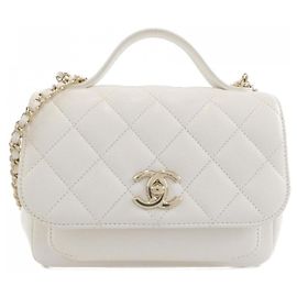Borsa Chanel 93749 bianca in pelle di vitello martellata