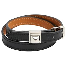 Hermès Medor Double Tour Collier de Chien Bracelet - Black Leather