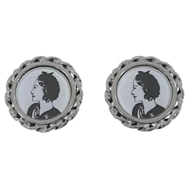 Orecchini a clip Chanel nero e grigio