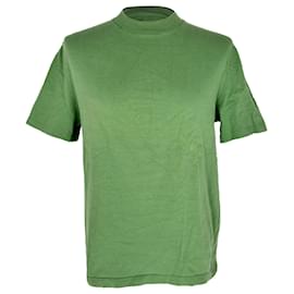 T-shirt in cotone verde con logo Lanvin
