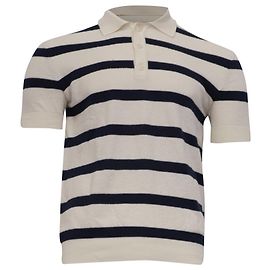 Polo à rayures Balmain en coton crème