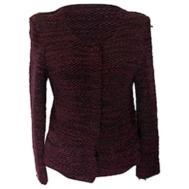 Shena Cardigan aus burgunderfarbener Wolle von Iro