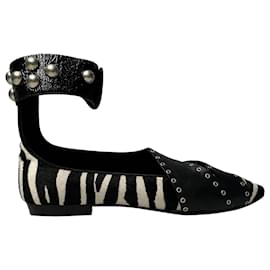 Ballerine a punta Isabel Marant Linzy con occhielli e stampa zebra in pelle di vitello animal print