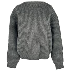 Acne Studios Boxy Rippstrick-Pullover aus grauer Wolle