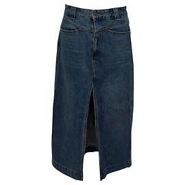 Saia maxi em denim Neer da Khaite em algodão azul
