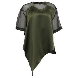 Autre Marque Camiseta de organza y satén arrugado Jason Wu en seda verde