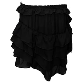Mini falda con volantes en seda negra Isabel Marant