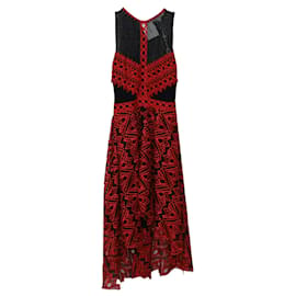 Besticktes Hi-Lo Halterkleid von Jonathan Simkhai aus rotem Polyester