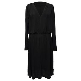 Vestido midi de cuello en V y manga larga Vanessa Bruno en viscosa negra