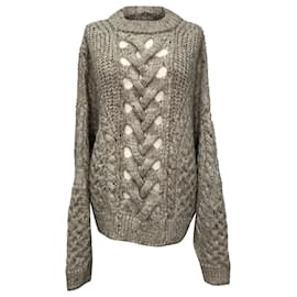 Isabel Marant Zopfstrickpullover aus grauer Alpakawolle