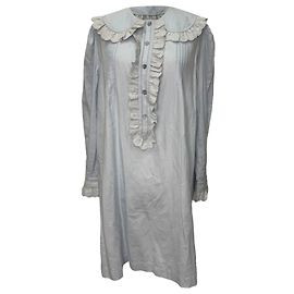 Vestido midi con cuello Vilshenko Baby en algodón azul claro