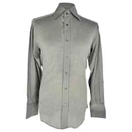 Camicia con bottoni a maniche lunghe Gucci in cotone grigio