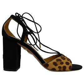 Sandali stringati Aquazzura Austin in pelo di vitello animalier
