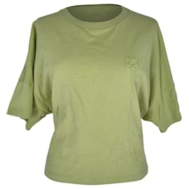 Camiseta corta oversize Anagram en algodón verde Loewe