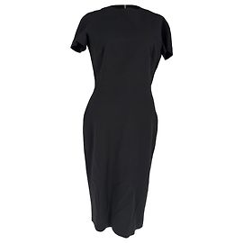 Vestido midi de manga corta Victoria Beckham en seda negra