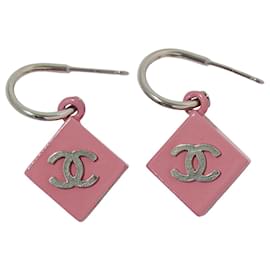 Chanel Vintage CC Quadratischer Tropfen aus Metall mit Emaille und Spitze