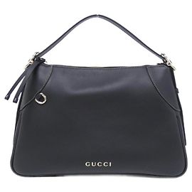 Borsa a tracolla in pelle nera Gucci GG Emblem