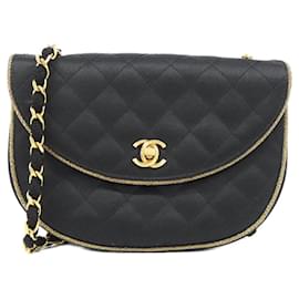 Borsa a tracolla in raso nero Chanel
