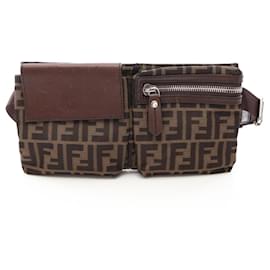 Borsa cintura Fendi Zucca marrone pelle e tela