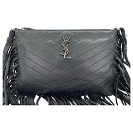 Sac à bandoulière en cuir noir Yves Saint Laurent