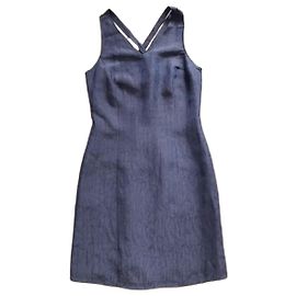 Autre Marque Vestido de verano en lino y viscosa violeta oscuro
