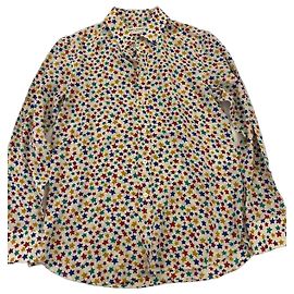 Camicia in seta Saint Laurent con stampa stelle multicolore