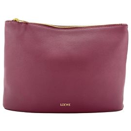 Clutch Pouch in pelle rosso vino Loewe