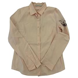 Camisa Christian Dior de algodón rosa con bordado