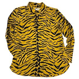 Camisa Saint Laurent estampado cebra amarillo