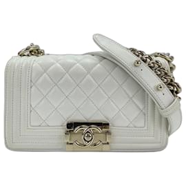 Chanel Caviar Skin Boy Small Schultertasche - White