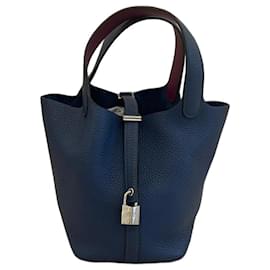 Hermès Picotin Lock 18 Lederhandtasche - Anemone Blau