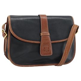 Céline CELINE Schultertasche aus Leder Schwarz Gold Auth 191330